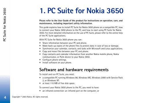 Installation guide for PC Suite - Nokia