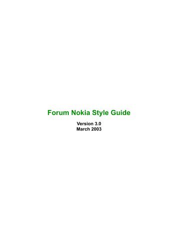 Forum Nokia Style Guide - Differnet