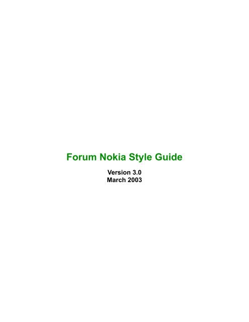 Forum Nokia Style Guide - Differnet