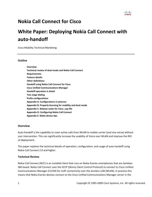 Nokia Call Connect for Cisco White Paper - File Delivery Service ...