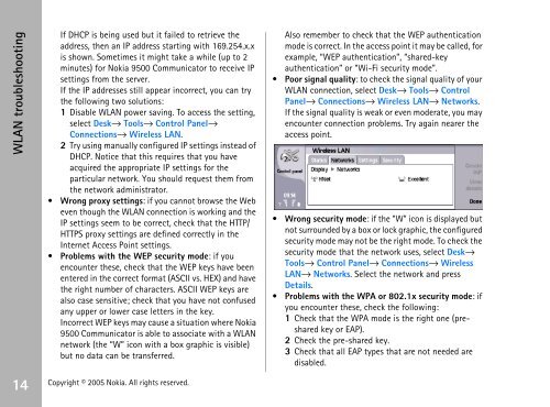 Establishing a WLAN connection - Nokia