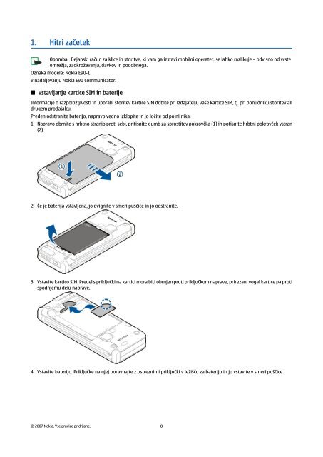 Nokia E90 Communicator - Priročnik za uporabo