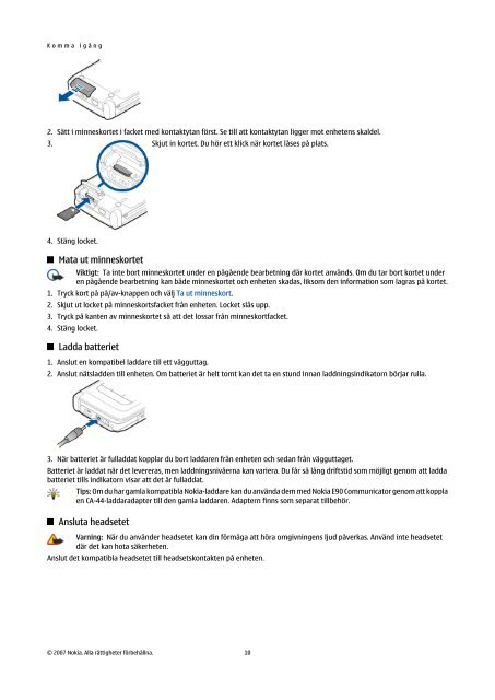 Nokia E90 Communicator Användarhandbok