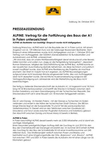 PRESSEAUSSENDUNG ALPINE: Vertrag f