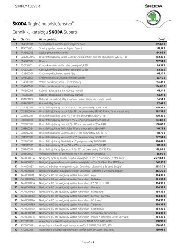 cennik SOP superb new - škoda auto