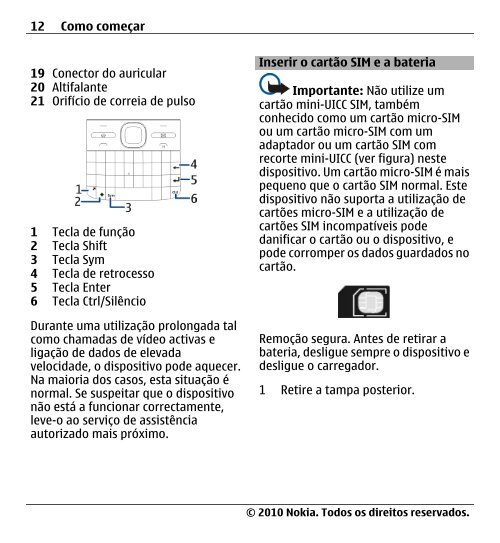 Manual do Utilizador do Nokia E5-00