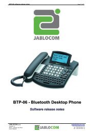 BTP-06 – Bluetooth Desktop Phone Software Release ... - Jablocom