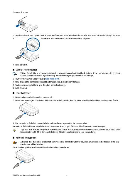 Brukerhåndbok for Nokia E90 Communicator