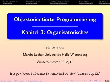 Objektorientierte Programmierung, Kapitel 0: Organisatorisches