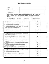 Workshop Evaluation Form 1 Date: Workshop Location: Presenter(s ...