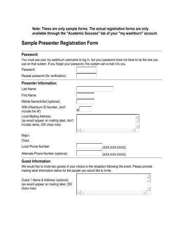 Sample Presenter Registration Form