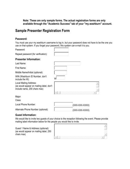 Sample Presenter Registration Form