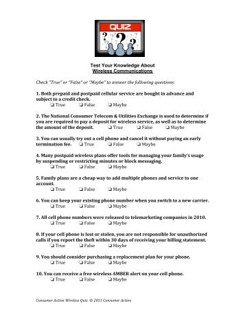 Test Your Knowledge About Wireless ... - Consumer Action