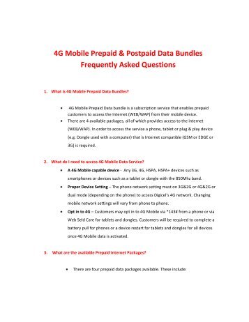 4G Mobile Prepaid & Postpaid Data Bundles ... - Digicel Jamaica