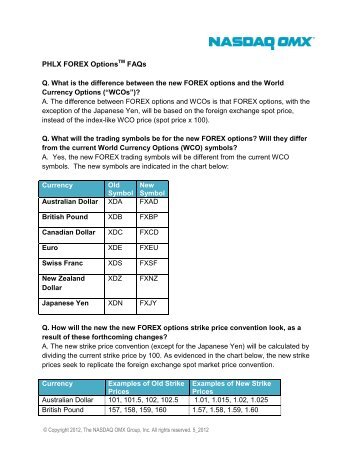 PHLX FOREX Options FAQs Q. What is the ... - NASDAQ Trader