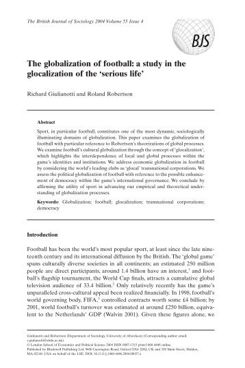 The globalization of football: a study in the glocalization of the ...