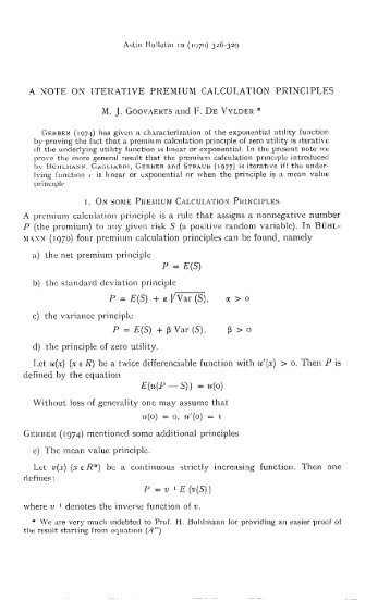 A Note on Iterative Premium Calculation Principles