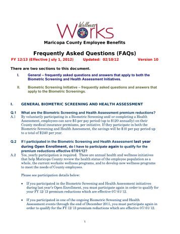 Biometric Screening FAQ's - Maricopa County