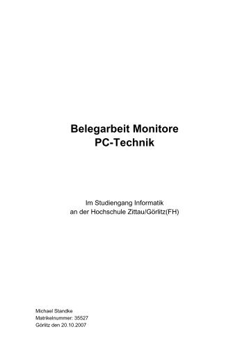 Belegarbeit Monitore PC-Technik - Homepage of Michael Standke...