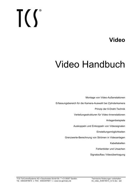 Video Handbuch - TCS AG