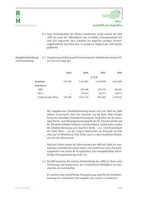 Bericht des Rechnungshofes - Der Rechnungshof