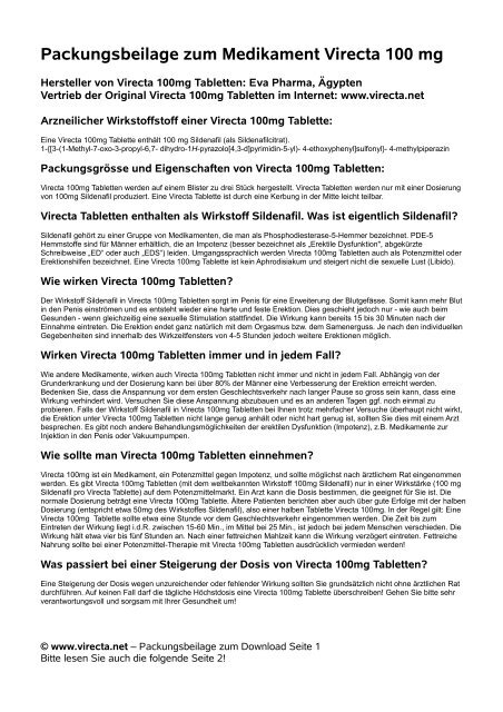 Packungsbeilage Zum Medikament Virecta 100 Mg