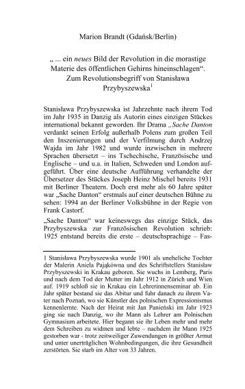 Zum Revolutionsbegriff von Stanislawa Przybyszewska