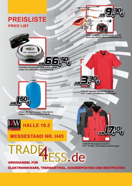 Preisliste Herbst/Winter 2012 - Trade4Less