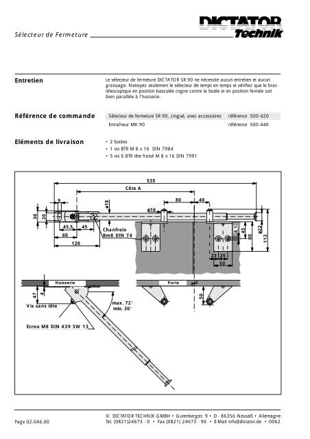 Sélecteur de fermeture SR 90 - Dictator