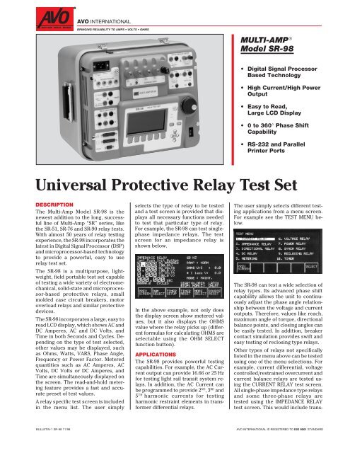 Universal Protective Relay Test Set