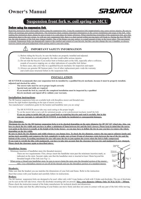 Suntour xcr online air fork manual