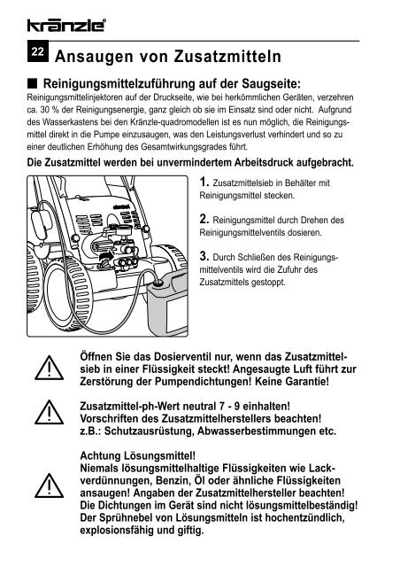 Betriebsanleitung - Kränzle Schweiz AG