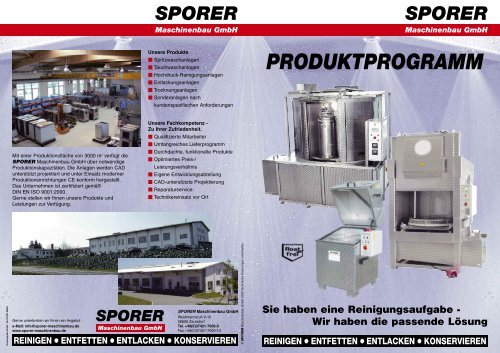 Prospekt Sporer Übersich#37B533 - Sporer Maschinenbau
