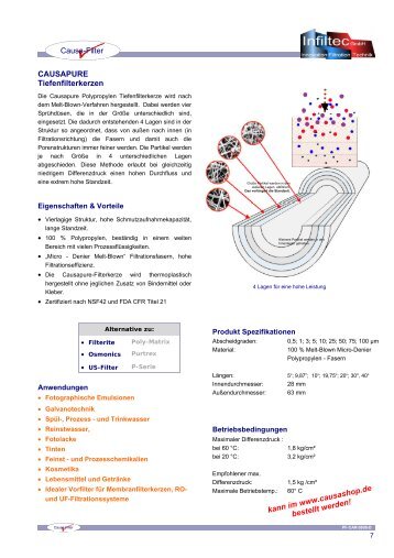 Causapure Filterkerze mit abgestufter Filtermatrix ... - Infiltec GmbH