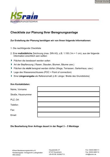 Checkliste zur Planung Ihrer Beregnungsanlage - KSrain ...
