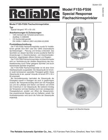 Model F1S5-FS56 Special Response Flachschirmsprinkler