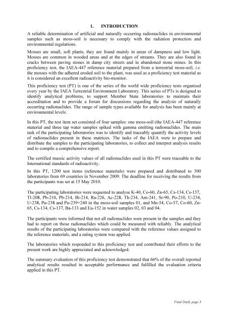 Worldwide Open Proficiency Test: Determination of ... - Nucleus - IAEA