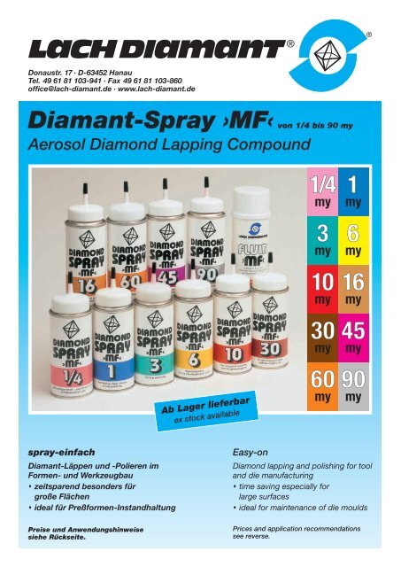 Diamant-Spray ›MF‹von 1/4 bis 90 my Aerosol ... - Lach Diamant