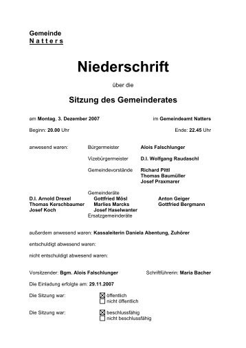 Gemeinde N atters Niederschrift - Natters - Land Tirol