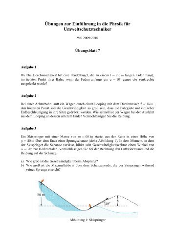 Übungen zur Einführung in die Physik für Umweltschutztechniker