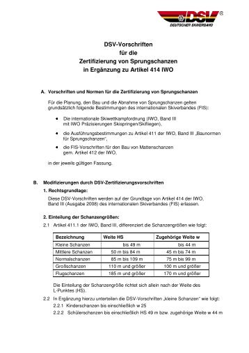 DSV-Vorschriften für die Zertifizierung von Sprungschanzen in ...