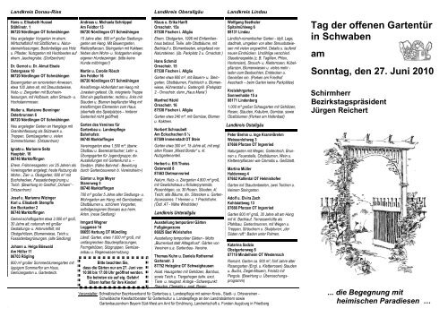 Tag der offenen Gartentür in Schwaben am Sonntag, den 27. Juni