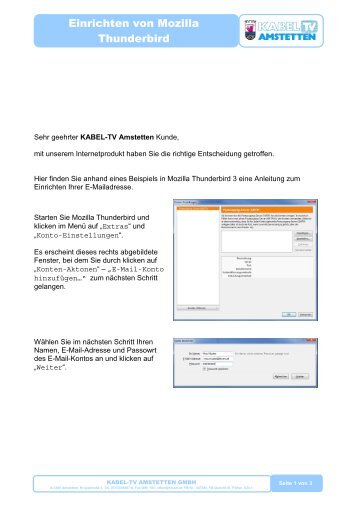 Mozilla Thunderbird 3 - Kabel TV Amstetten