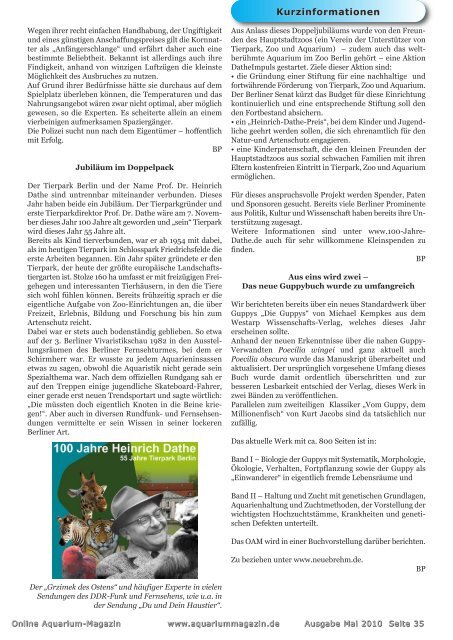 OAM Ausgabe Mai 2010 - Online Aquarium-Magazin