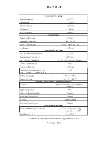 DA 15-05-32 - Datenblatt (PDF/165 KB - Volz Servos
