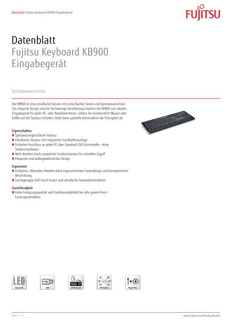 Datenblatt Fujitsu Keyboard KB900 Eingabegerät