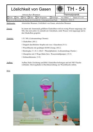 Versuchskarte - Vorlesungssammlung Physik - Universität Ulm