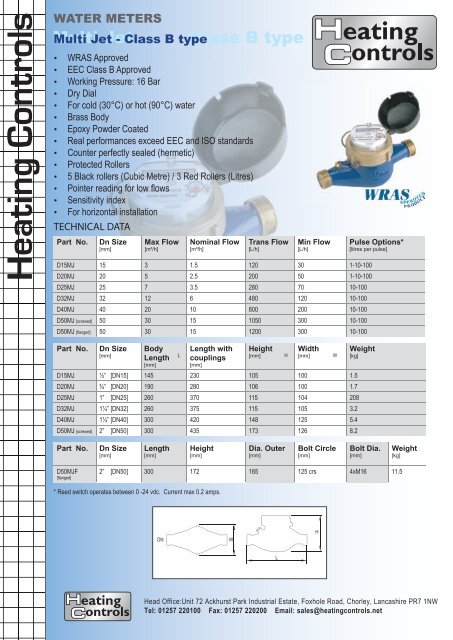 WRAS Approved Multi Jet Meters - Heatingcontrols.net