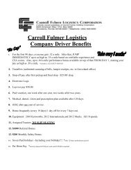 Carroll Fulmer Logistics Company Driver Benefits