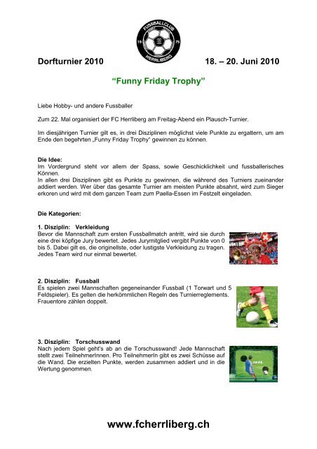 Informationen - Funny Friday Trophy - FC Herrliberg